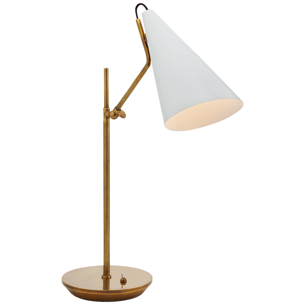 Clemente Table Lamp in Hand Rubbed Antique Brass and White