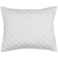 The Layla White Bedding Collection by John Robshaw features a white rectangular pillow with a hand-quilted geometric pattern inspired by Mughal garden designs.