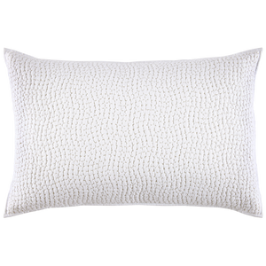 The Stitched Sand Sham by John Robshaw is a rectangular white pillow featuring a textured, pebble-like pattern in 100% cotton—ideal to pair with handmade or cotton voile coverlets.