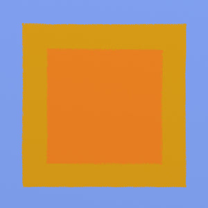Modern 6035 by Ornis Gallery features an orange square inside a larger yellow square on a blue background—a bold display of geometric abstraction with custom colors.