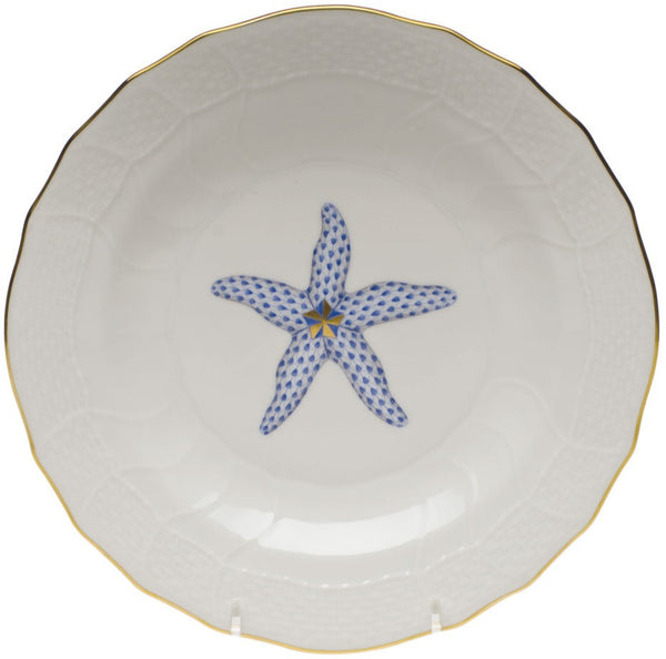 Herend Aquatic Dessert Plate, Blue Starfish