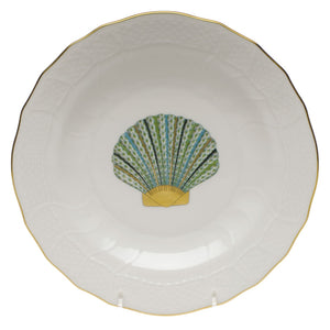 Herend Aquatic Dessert Plate, Green Scallop Shell