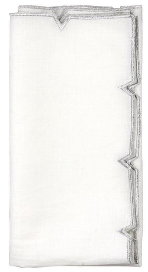 divot napkin, white/silver