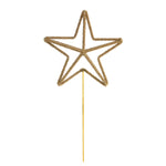 Discover the Beaded Star Tree Topper by Park Hill Collection, featuring a gold wire star design with a long stem and shimmering glass bead accents, perfect for elevating your home decor.