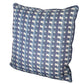 An Edgar Custom Drapery Cremaillere Indigo Pillow, a custom blue and white cushion with a geometric pattern, handmade in the USA from 100% linen.