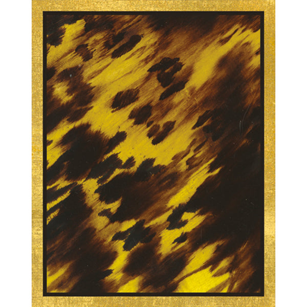 A black and yellow painting with a gold frame featuring Caspari Tortoise Bridge Tallies.