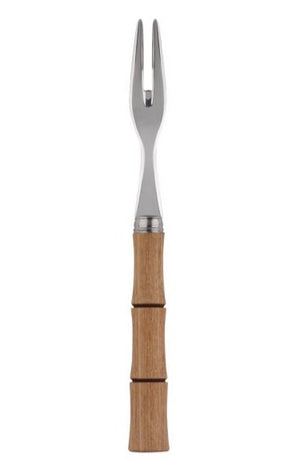 In the realm of culinary tools, this Sabre Bamboo Cocktail Fork from Sabre showcases a two-pronged stainless steel design combined with a bamboo handle, making it ideal for picking up treats at any gathering.