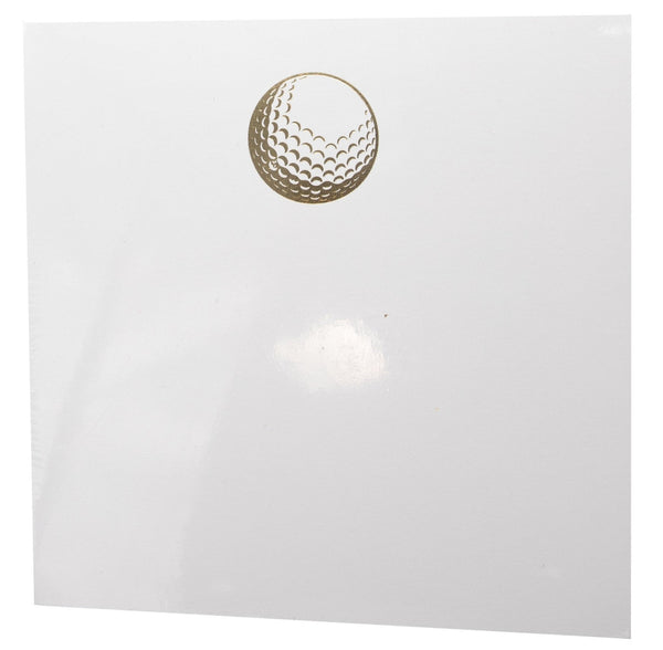 The Black Ink Small Paddie, Golf features a pristine white album cover adorned with an elegant small, gold-embossed sphere design near the top center, reflecting the luxurious quality of fine paper typically found in a high-end notepad holder.