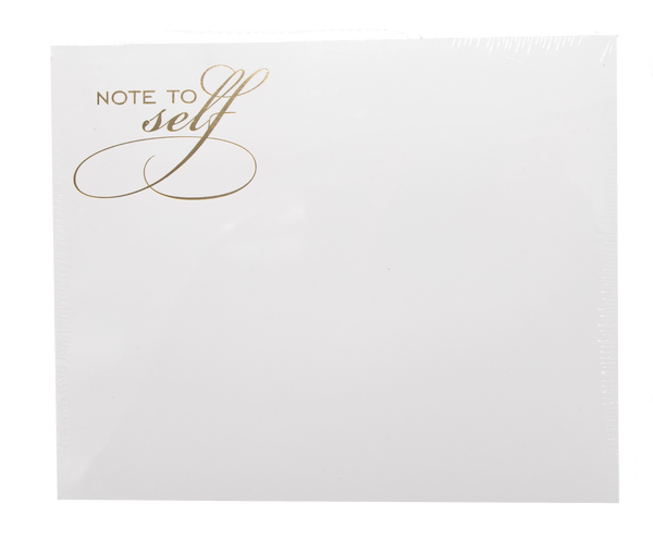 Black Ink Note to Self Large Notepad, Gold Foil