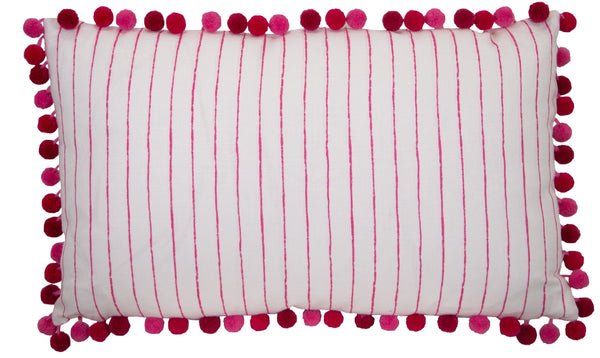 Broken Stripe Hot Pink with Tassel Lumbar Pillow