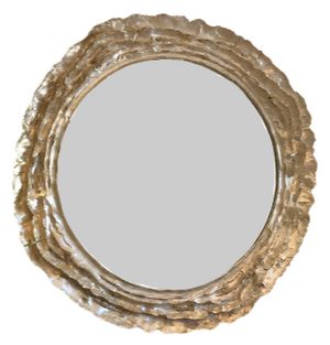 Vista Mirror in Sterling Silver by Carvers' Guild features a textured, layered frame with an irregular design—ideal as a striking focal point for any interior.