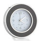 The Round Silver Alarm Clock by Addison Ross features a silver and black analog design—an elegant choice for your bedside table.