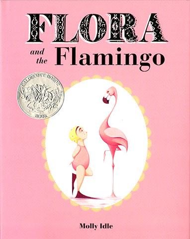 Cover of the wordless picture book 'Flora and the Flamingo' by Chronicle Books, featuring a young girl dancing with a flamingo against a pink background, highlighting their friendship.