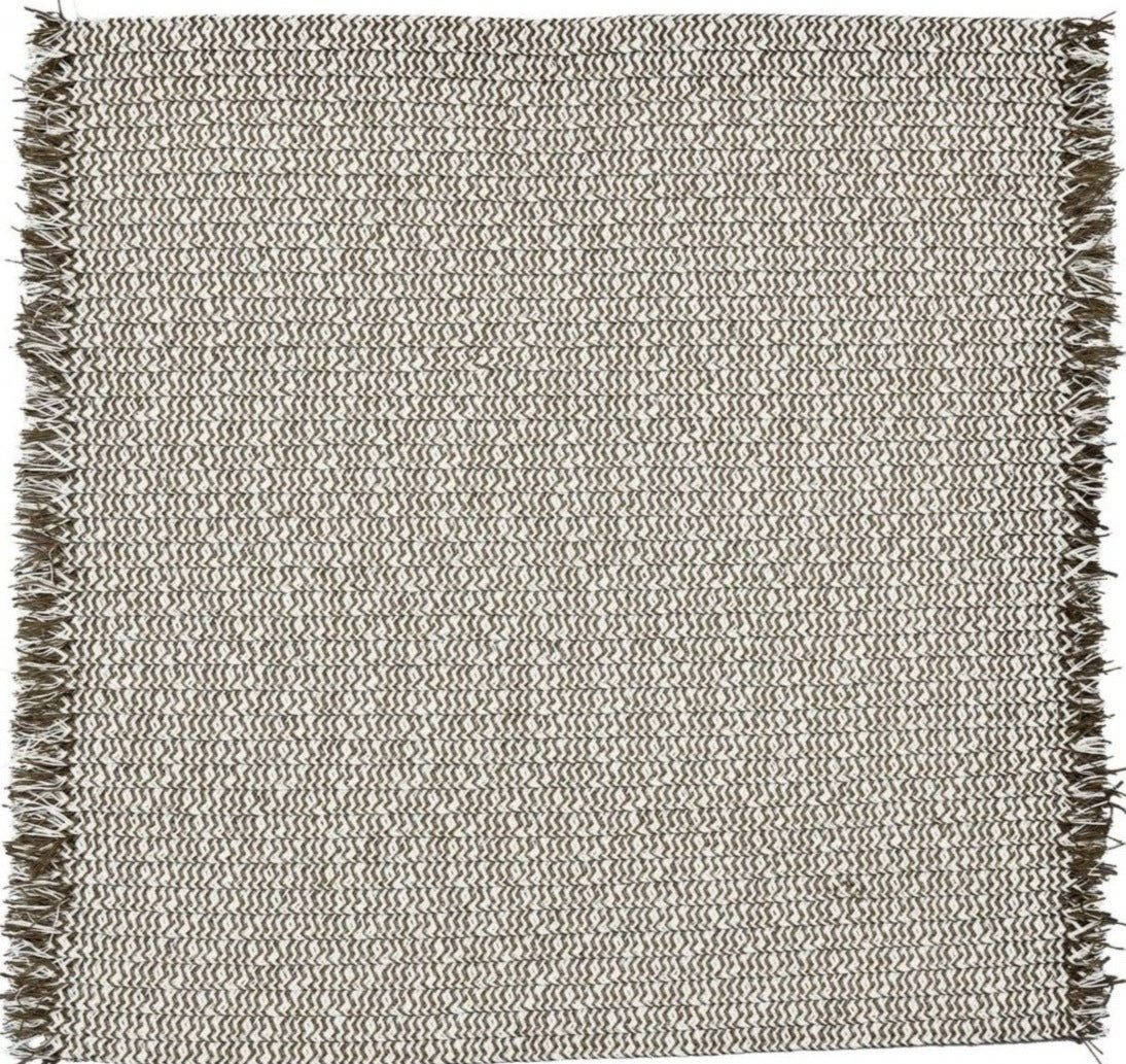 The Deborah Rhodes Tweed Fringe Square Placemat Set features textured, neutral-tone woven placemats with short fringe—ideal as stylish table mats or a coordinated set of 4.