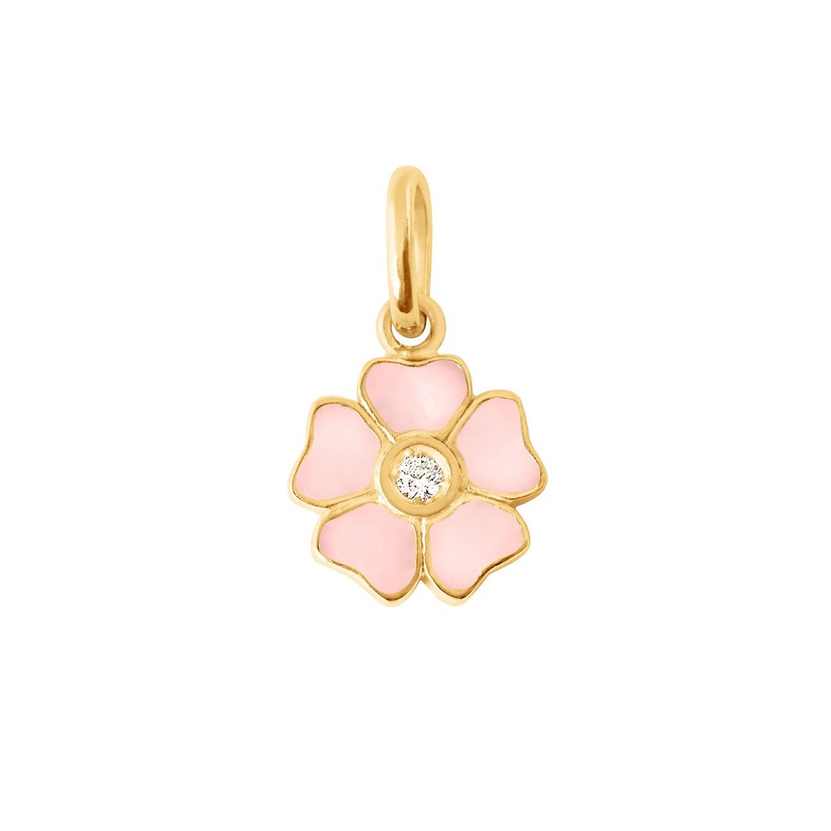 Flower Classic Gigi Baby Pink diamond necklace, Yellow Gold, 16.5