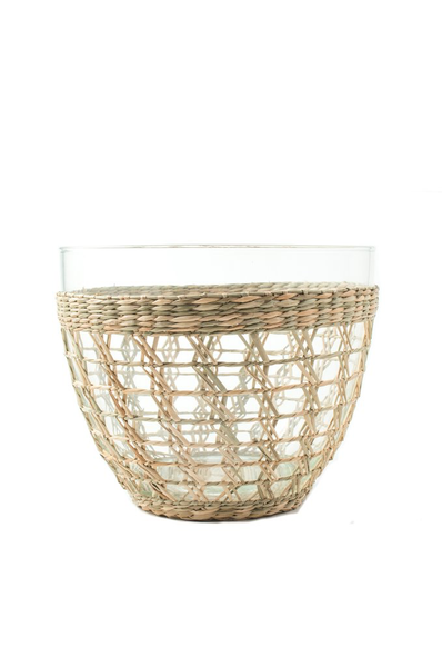 Seagrass Wrapped Cage Serving Bowl, Large