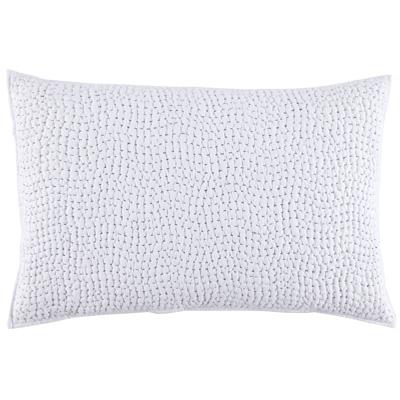 The John Robshaw Stitched Light Indigo Sham features a rectangular design with a textured, woven pattern, reminiscent of handmade coverlets, displayed against a plain background.