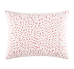 The Stitched Lotus Sham by John Robshaw features a white 100% cotton design with small, evenly spaced red dashes and dots, perfect for pairing with hand-stitched coverlets for a cozy, layered look.