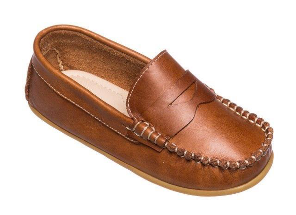 An Elephantito Toddler Alex Drivers child's leather moccasin.