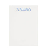 A Printery 33480 Palm Beach Notepad with the number flat printed in Ness Blue at the top center on bone white paper.