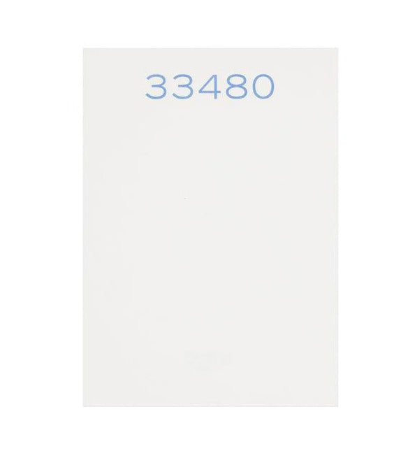A Printery 33480 Palm Beach Notepad with the number flat printed in Ness Blue at the top center on bone white paper.