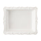 The Juliska Berry & Thread Whitewash 17.5" Rectangular Baker features scalloped, beaded edges—ideal for serving holiday recipes and shown from above on a white background.