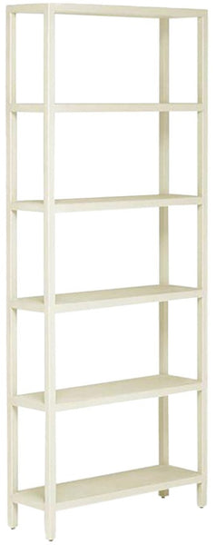 A white Jake Bookcase, Narrow with five storage shelves. (Brand Name: Made Goods)