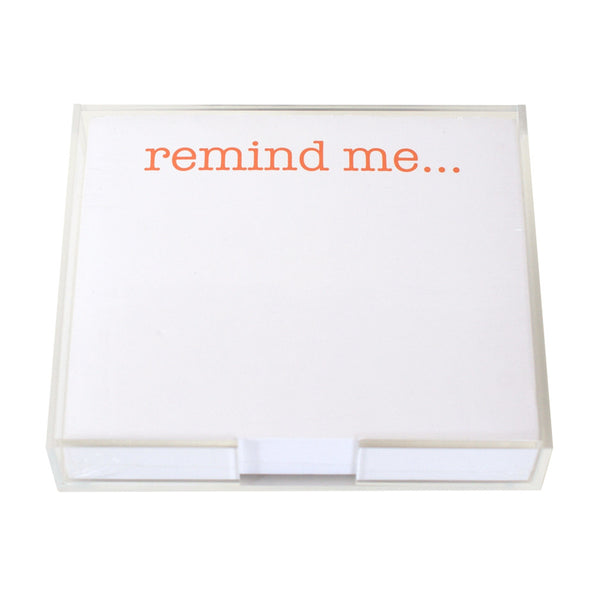 A Black Ink Remind Me Large Notepad Holder (sold separately) with the words 'remind me' on it.