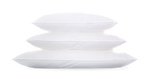 Three Matouk Libero Hypoallergenic Pillows, Queen size, are stacked atop each other against a plain white background.