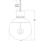 A diagram showing the dimensions of a Visual Comfort Lucia Large Pendant, Matte White and Gild with Clear Glass ceiling light.