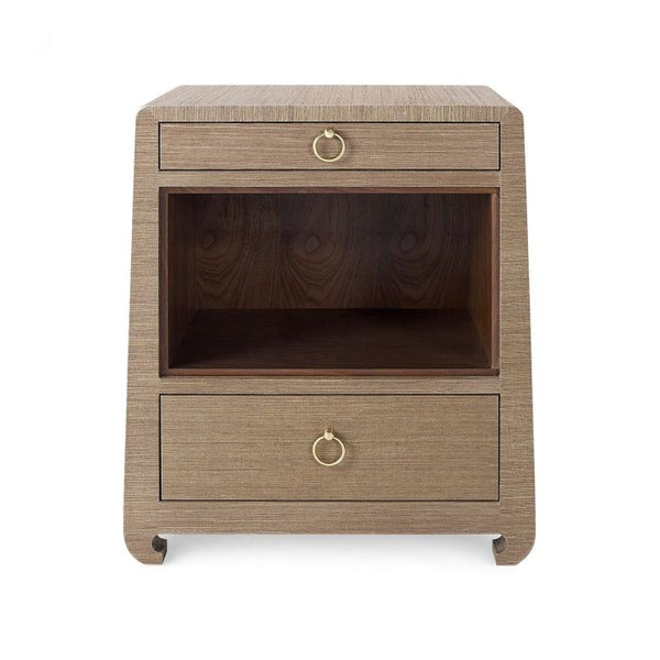 Ming 2 Drawer Side Table in Brown