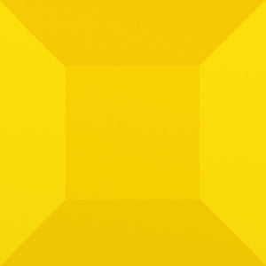 Modern 6001 by Ornis Gallery features a square yellow room with four walls, floor, and ceiling in yellow tones, creating a three-dimensional box-like effect inspired by Geometric Abstraction.