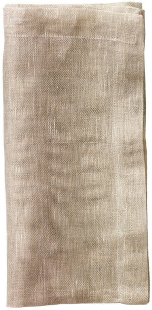 The Chambray Natural Gauze Napkin Set by Kim Seybert features beige linen napkins with a visible woven texture, neatly folded against a white background.