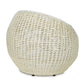 The PALECEK Open Weave Wicker Swivel Stool is a beige, round chair made from synthetic wicker featuring a textured surface and 360-degree swivel for maximum versatility.