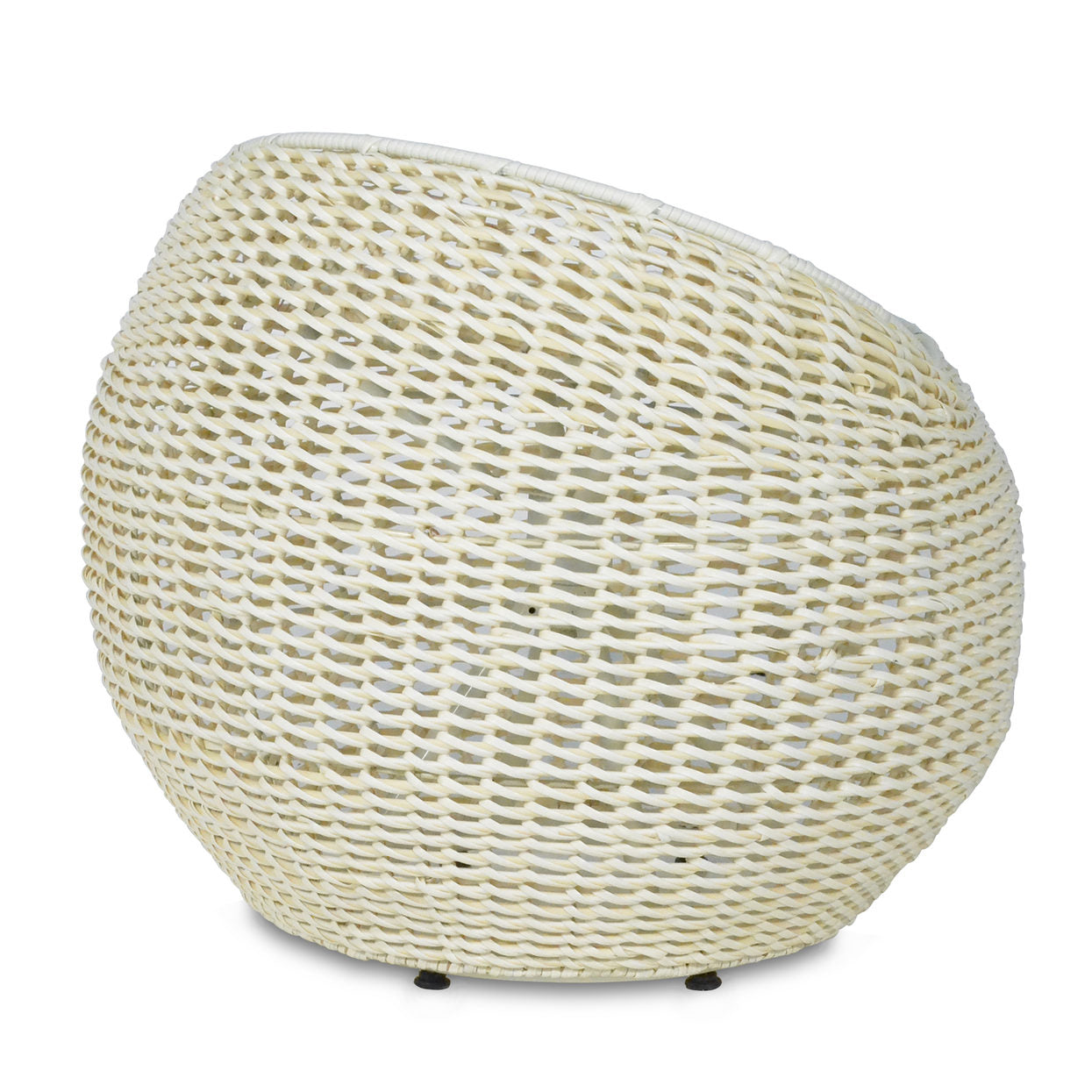 The PALECEK Open Weave Wicker Swivel Stool is a beige, round chair made from synthetic wicker featuring a textured surface and 360-degree swivel for maximum versatility.