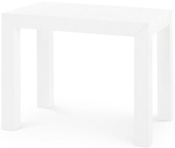 Parsons Side Table, White Lacquered Grasscloth