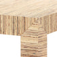 Close-up of a Parsons Papyrus Side Table in Natural corner joint of a table made from laminated wood, showcasing the texture and layers of the material by Bungalow5.