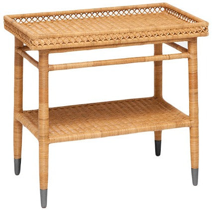 A Made Goods Rattan Double Nightstand.