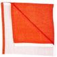 The Deborah Rhodes Resort Two-Tone Napkin Set features square linen napkins with orange on one side and white on the other, folded to show both hues—ideal for brightening up your summer table.
