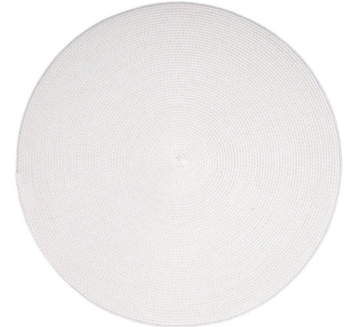 The Deborah Rhodes Linen Braid Placemat Set, shown in classic white on a plain background, is a bridal registry essential celebrated for its timeless style and lasting durability.