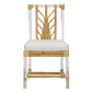 Acrylic and Rattan Side Chair by Selamat with cushioned seat covered in Kravet Crypton Boucle Fabric and bamboo-style backrest, isolated on a white background.