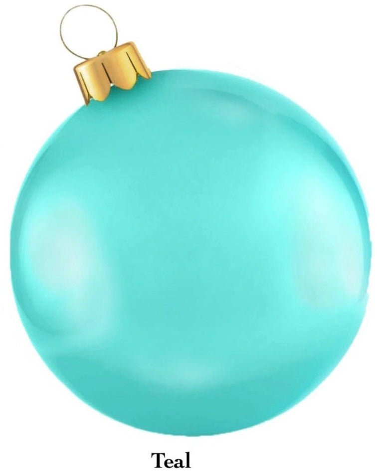 Add a festive touch to your holiday decorations with the Holiball Giant Inflatable Ornament by Holiball. Featuring a teal finish and a gold cap, its UV-resistant coating guarantees vibrant color throughout the season.