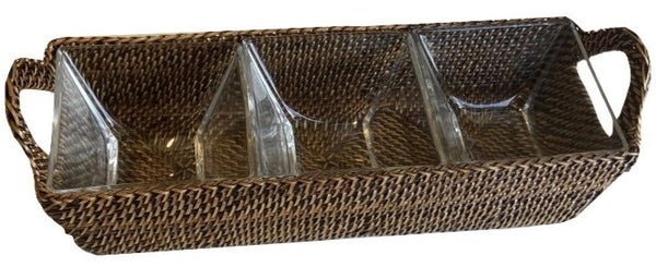 Rectangular Tray with 3 Glass Appetizer Dishes