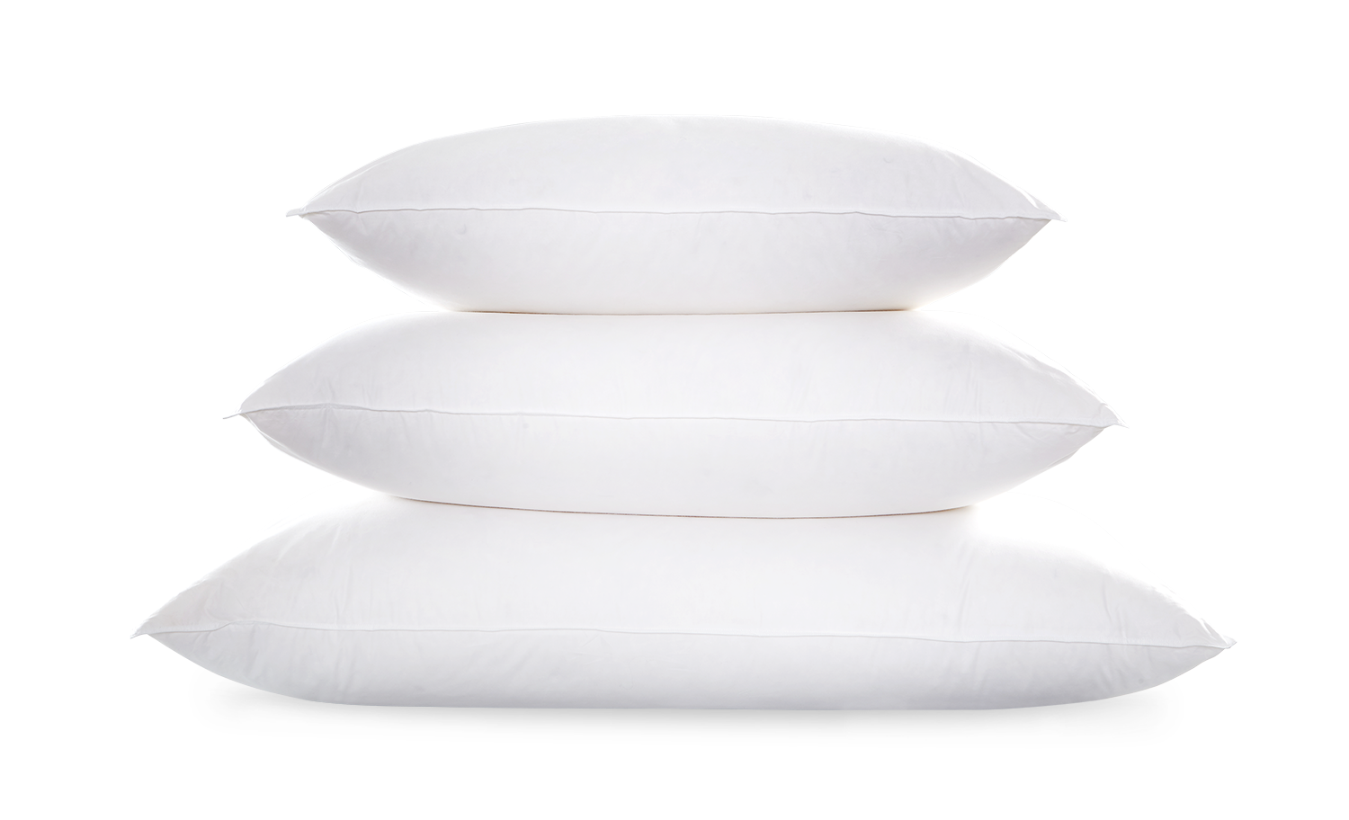 Three Matouk Valletto Goose Down Pillows, King size, are stacked against a plain background—ideal for adding luxurious comfort and style to any bedroom.