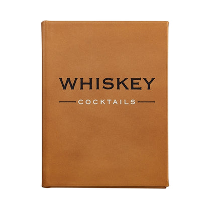 The Whiskey Cocktails Book by Graphic Image, featuring a cognac leather cover, offers a rich collection of bourbon recipes and insightful distillery profiles.